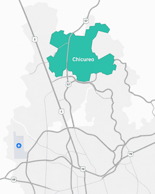 Mapa del sector de Chicureo, en la comuna de Colina, destacado al norte de Santiago
