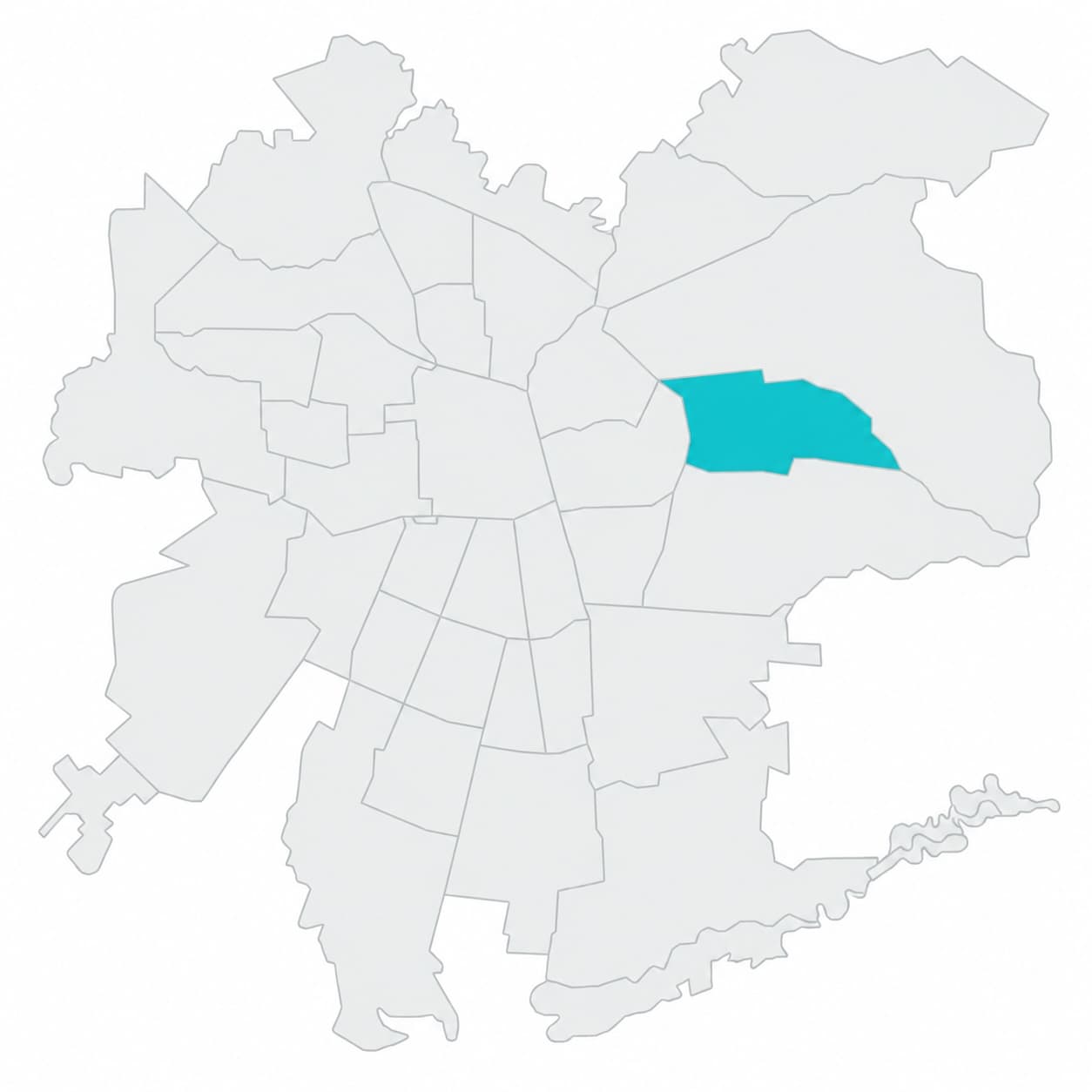 Mapa de las comunas de Santiago con La Reina destacada