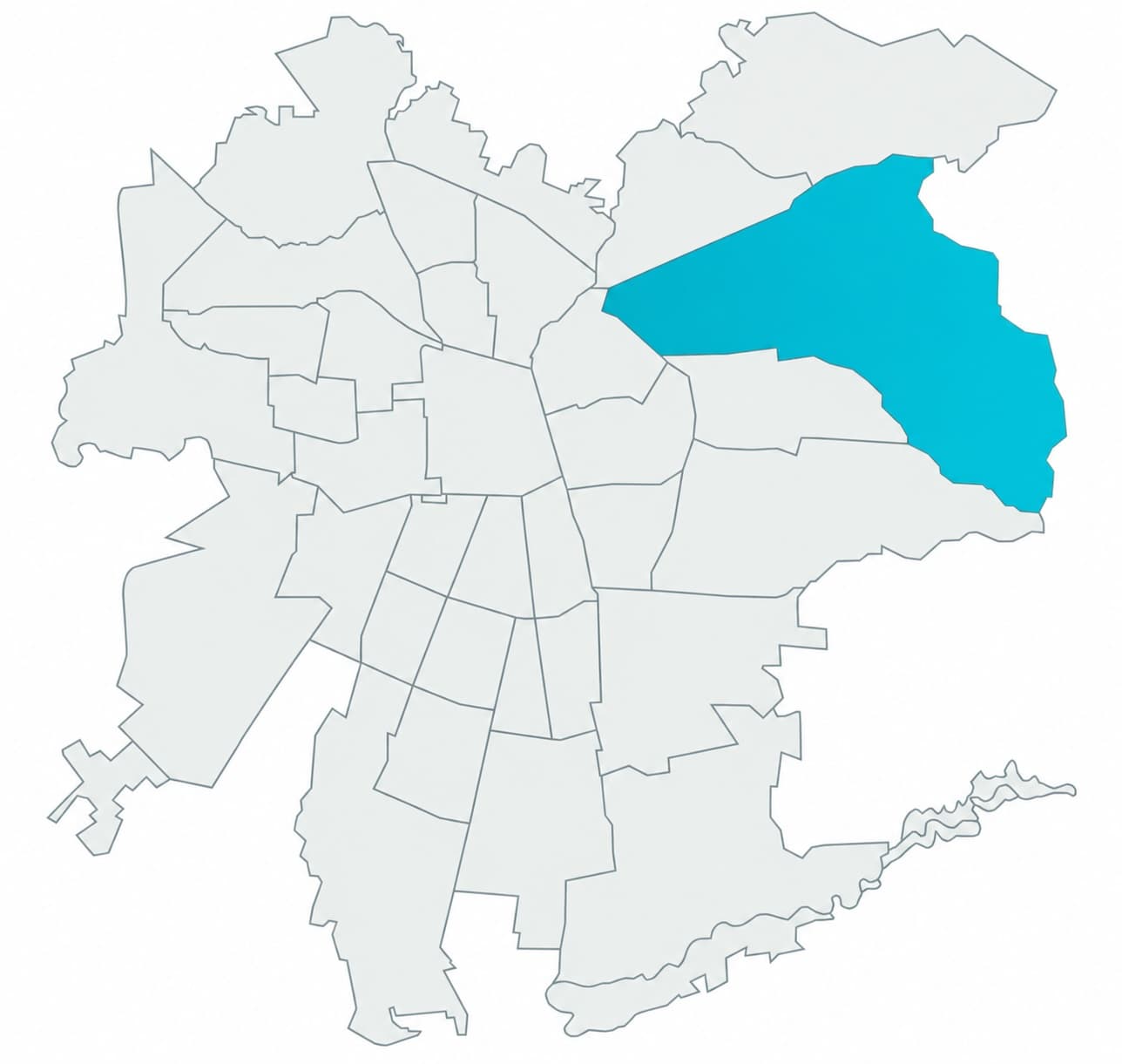 Mapa de las comunas de Santiago con Las Condes destacada