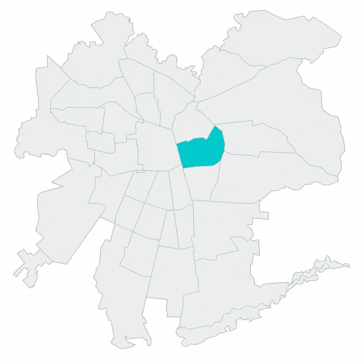 Mapa de las comunas de Santiago con Ñuñoa destacada