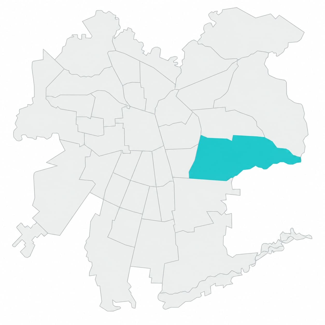 Mapa de las comunas de Santiago con Peñalolén destacada