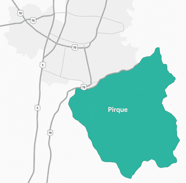 Mapa con la comuna de Pirque destacada, al sur oriente de Santiago