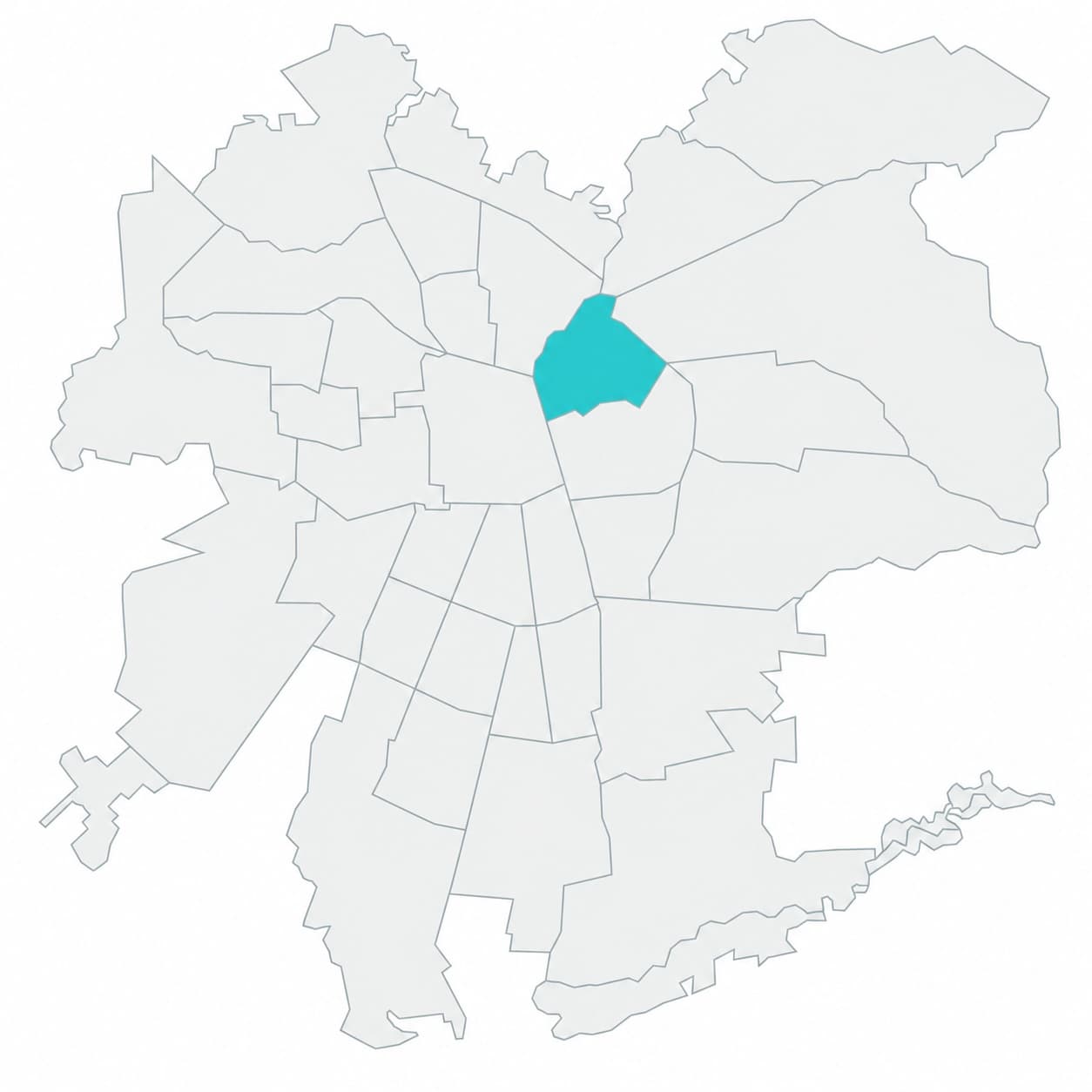 Mapa de las comunas de Santiago con Providencia destacada
