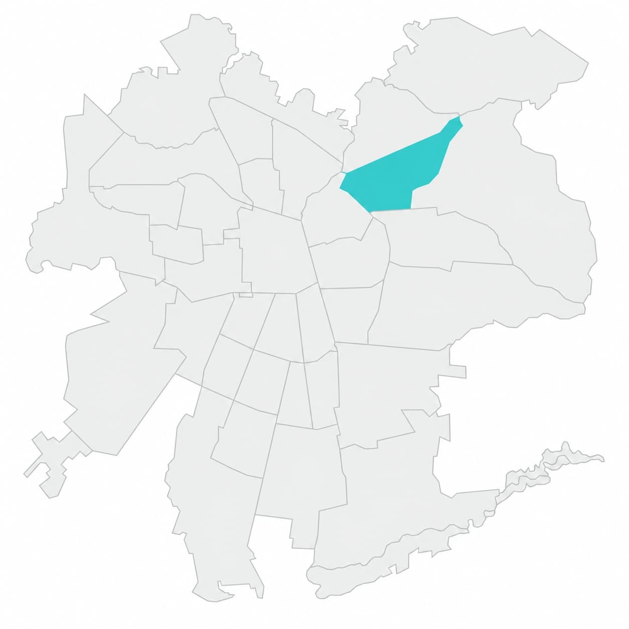Mapa de las comunas de Santiago con Vitacura destacada